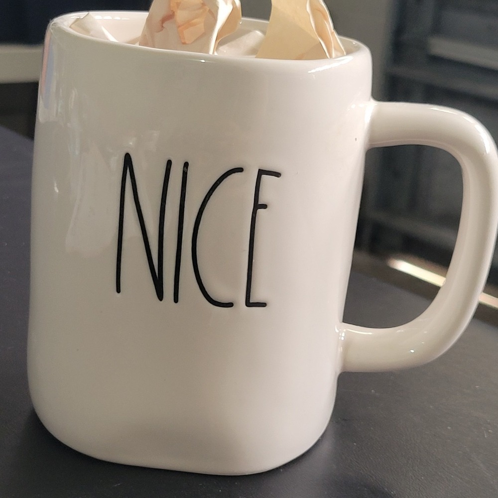 Rae Dunn Artisan Collection Magenta Mug White Black Letters 16Oz Ceramic Modern